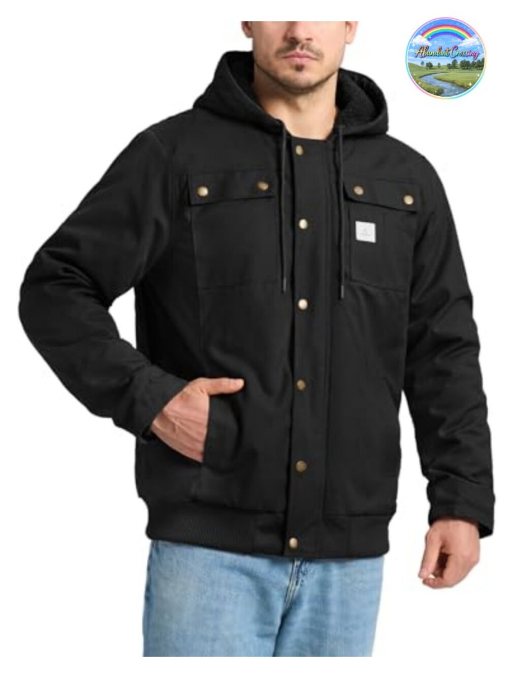 Men's Sherpa Work Jacket Water Resistant Hooded Canvas Utility